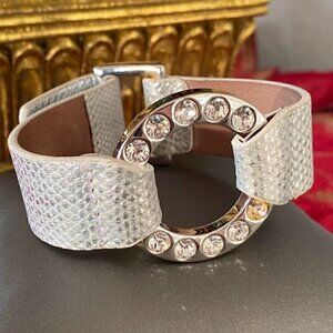 Roberto Mantellassi Silver Leather and Crystal Bracelet